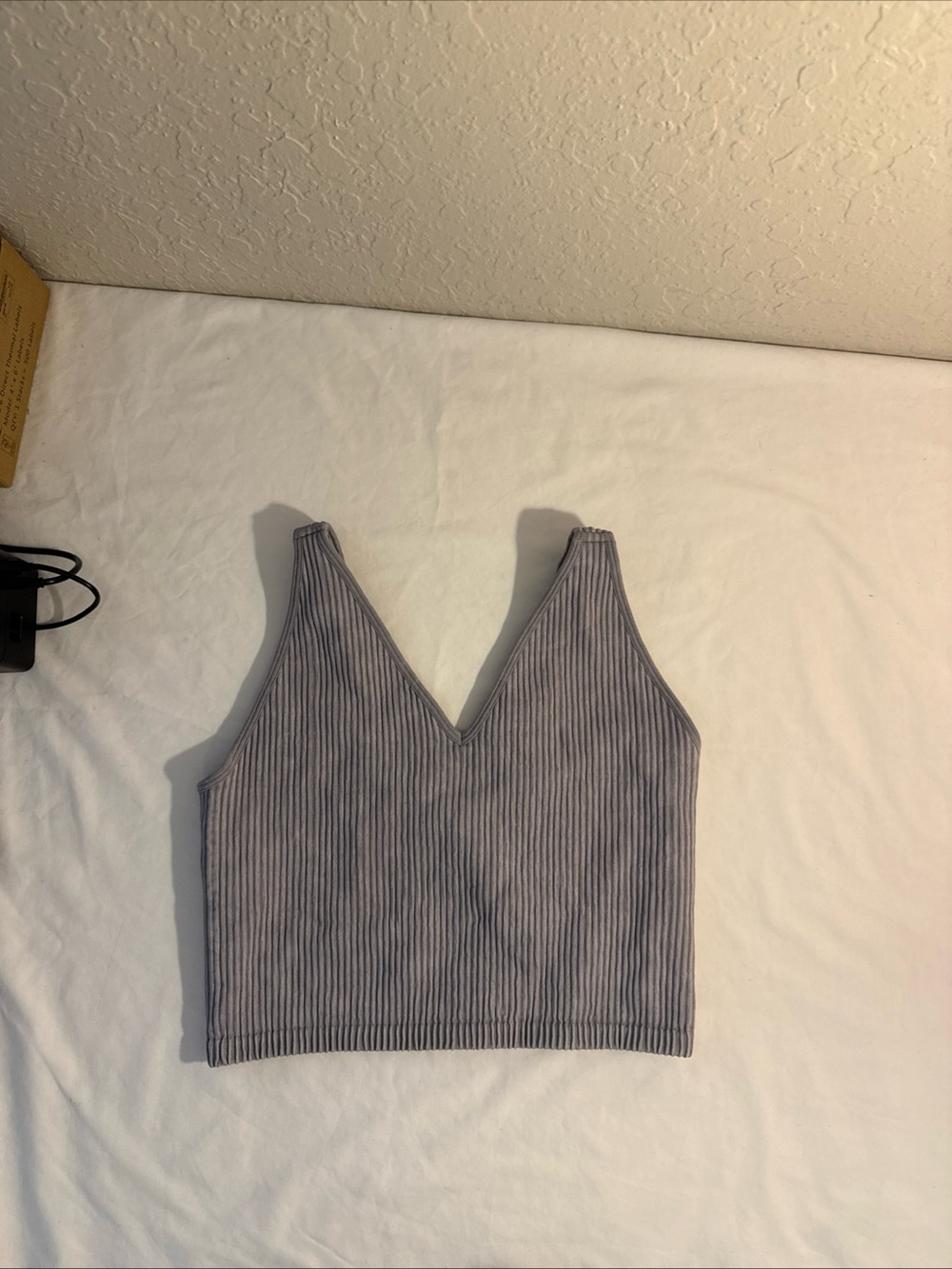 90 Degree by Reflex Alamo Stone Wash Seamless Ribbed V-Neck Crop Top / Bralette